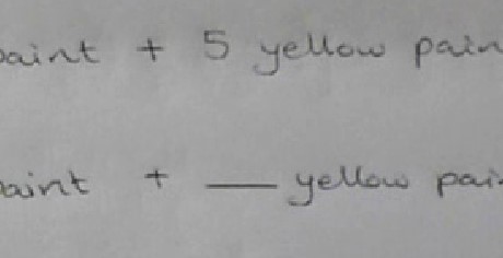 Totalling ratios to figure out how much orange paint is made from yellow and red paint.